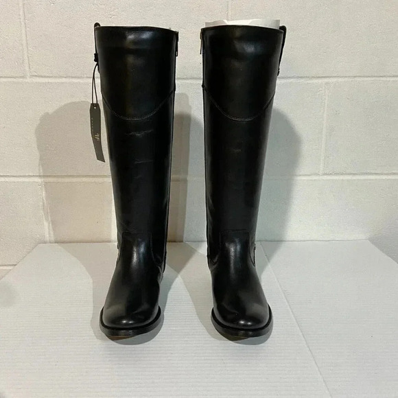 FRYE Melissa Tab Tall Leather Riding Boots Extended Calf(3470110-BKX) 5.5M Black - Picture 6 of 15